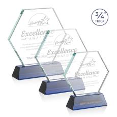 Pagan on Helton Blue Polygon Crystal Trophy - Crystal Trophies