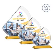 Yanez Full Color Amber Peaks Crystal Trophy - Crystal Trophies