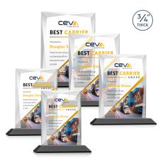 Cassidy Full Color Black Rectangle Crystal Trophy - Crystal Trophies