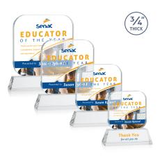 App Full Color on Helton Clear Square / Cube Crystal Trophy - Crystal Trophies
