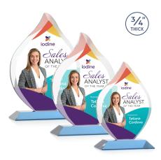 Cavazos Full Color Sky Blue Flame Crystal Trophy - Crystal Trophies