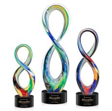 Pitts Unique on Round Base -Black Glass Trophy - Glass Trophies