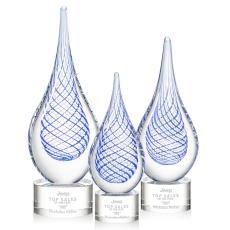 Striation on Round Base Clear Tear Drop Glass Trophy - Glass Trophies