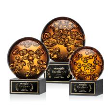Freeman Globe on Square Marble Glass Trophy - Art Glass Trophies