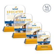 App Full Color on Helton Amber Square / Cube Crystal Trophy - Crystal Trophies