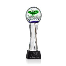 Williamson on Saldana Crystal Base Black Globe Glass Trophy - Glass Trophies