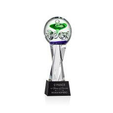 Williamson on Saldana Crystal Base Black Towers Glass Trophy - Art Glass Trophies