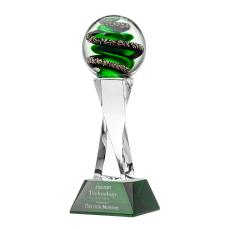 Boykin on Spirale Spire Base Green Towers Glass Trophy - Art Glass Trophies