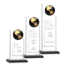 Myers Black/Gold Globe Crystal Trophy - Crystal Globe Awards