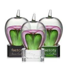 McCracken Apple Apples on Half Round Base Glass Trophy - Glass Trophies