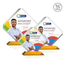 Jacobsen Full Color Amber Crystal Trophy - Crystal Trophies