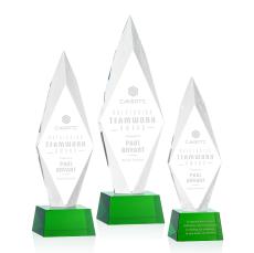 Kendrick on Small Base Green Crystal Trophy - Crystal Trophies