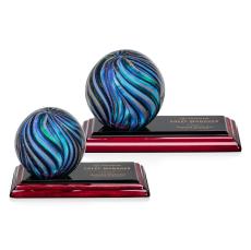 McCray Globe on Rosewood Base Trophy - Art Glass Trophies