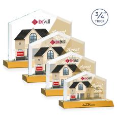 Realtor Full Color Amber Peaks Crystal Trophy - Crystal Trophies
