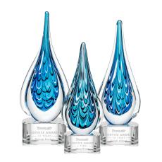 Madsen on Half Round Base Clear Tear Drop Glass Trophy - Glass Trophies