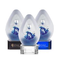 Galaxy Tear Drop on Half Round Base Glass Trophy - Art Glass Trophies