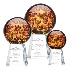 Freeman Globe on Medium Crystal Base Glass Trophy - Glass Trophies