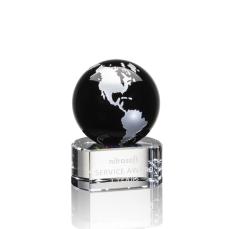 Sawyer Black/Silver Globe Crystal Trophy - Crystal Globe Awards
