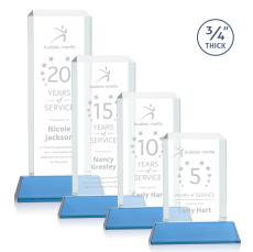 Carey on Helton Sky Blue Rectangle Crystal Trophy - Crystal Trophies