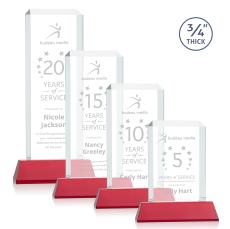 Carey on Helton Red Rectangle Crystal Trophy - Crystal Trophies