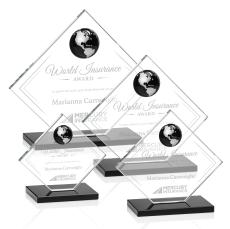 Buckley Black/Silver Globe Crystal Trophy - Crystal Globe Awards