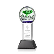 Williamson on Tower Base Black Globe Glass Trophy - Art Glass Trophies