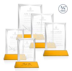 Cassidy on Helton Base Amber Rectangle Crystal Trophy - Crystal Trophies