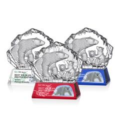 Reece Polar Bears Full Color Animals Crystal Trophy - Crystal Trophies