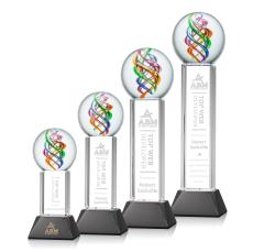 Blackburn on Tower Base Black Globe Glass Trophy - Art Glass Trophies