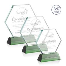 Pagan on Helton Green Polygon Crystal Trophy - Crystal Trophies