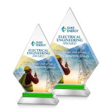 Hanks Full Color Green Crystal Trophy - Crystal Trophies