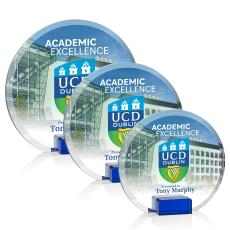 Ayala Full Color Blue Circle Crystal Trophy - Crystal Trophies