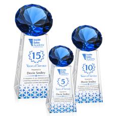 Tall Full Color Sapphire Crystal Trophy - Diamond Trophies