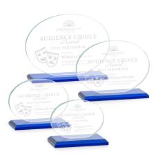 Woods (Horiz) Blue Circle Crystal Trophy - Crystal Trophies