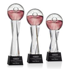 Carrasco Globe on Saldana Crystal Base Glass Trophy - Art Glass Trophies
