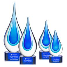 Eubanks on Half Round Base - Blue - Art Glass Trophies