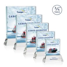 Landers Full Color on Helton  Clear Square / Cube Crystal Trophy - Custom Trophies