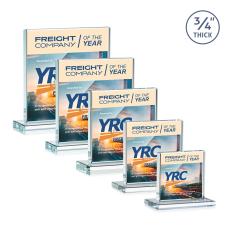 Landers Full Color Clear Square / Cube Crystal Trophy - Crystal Trophies