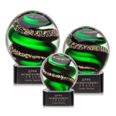 Boykin on Half Round Base Black Globe Glass Trophy - Art Glass Trophies