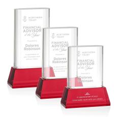 Downey on Base Red Rectangle Crystal Trophy - Crystal Trophies