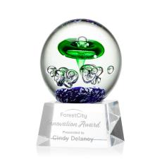 Williamson on Small Crystal Base Clear Globe Glass Trophy - Art Glass Trophies