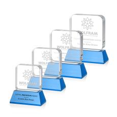 Walls on Base Sky Blue Square / Cube Crystal Trophy - Crystal Trophies