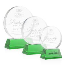 McCarty on Base Green Circle Crystal Trophy - Crystal Trophies