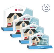 Realtor Full Color Sky Blue Peaks Crystal Trophy - Crystal Trophies