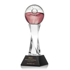 Carrasco on Spirale Spire Base Black Globe Glass Trophy - Art Glass Trophies