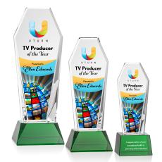 Thorpe Full Color on Base Green Towers Crystal Trophy - Crystal Trophies