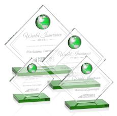 Buckley Green/Silver Globe Crystal Trophy - Crystal Globe Awards