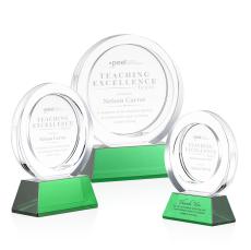 Napier on Base Green Circle Crystal Trophy - Crystal Trophies