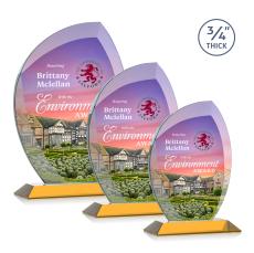 Oakes Full Color Amber Peaks Crystal Trophy - Crystal Trophies
