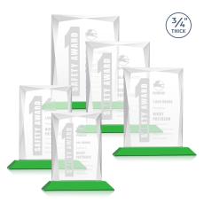 Cassidy Green Rectangle Crystal Trophy - Crystal Trophies